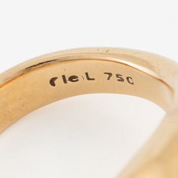 Charlotte Lynggaard, Ole Lynggaard, ring, "Cushion" 18K guld med rosatonad sten och briljantslipade diamanter.