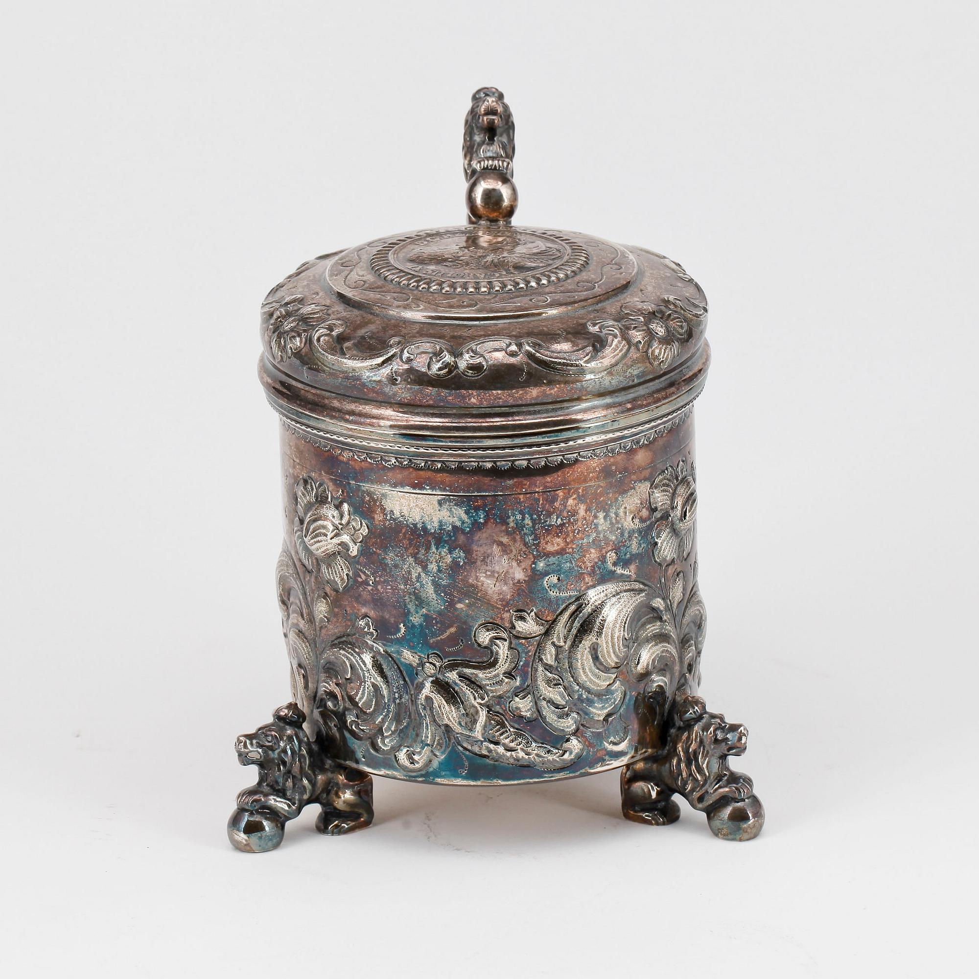 DRYCKESBÄGARE, silver, barockstil, CG Hallberg Stockholm, 1949. Vikt ca 690 gram.
