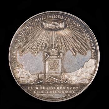 FRIMURARMEDALJ, silver, 1850. Vikt ca 38g.