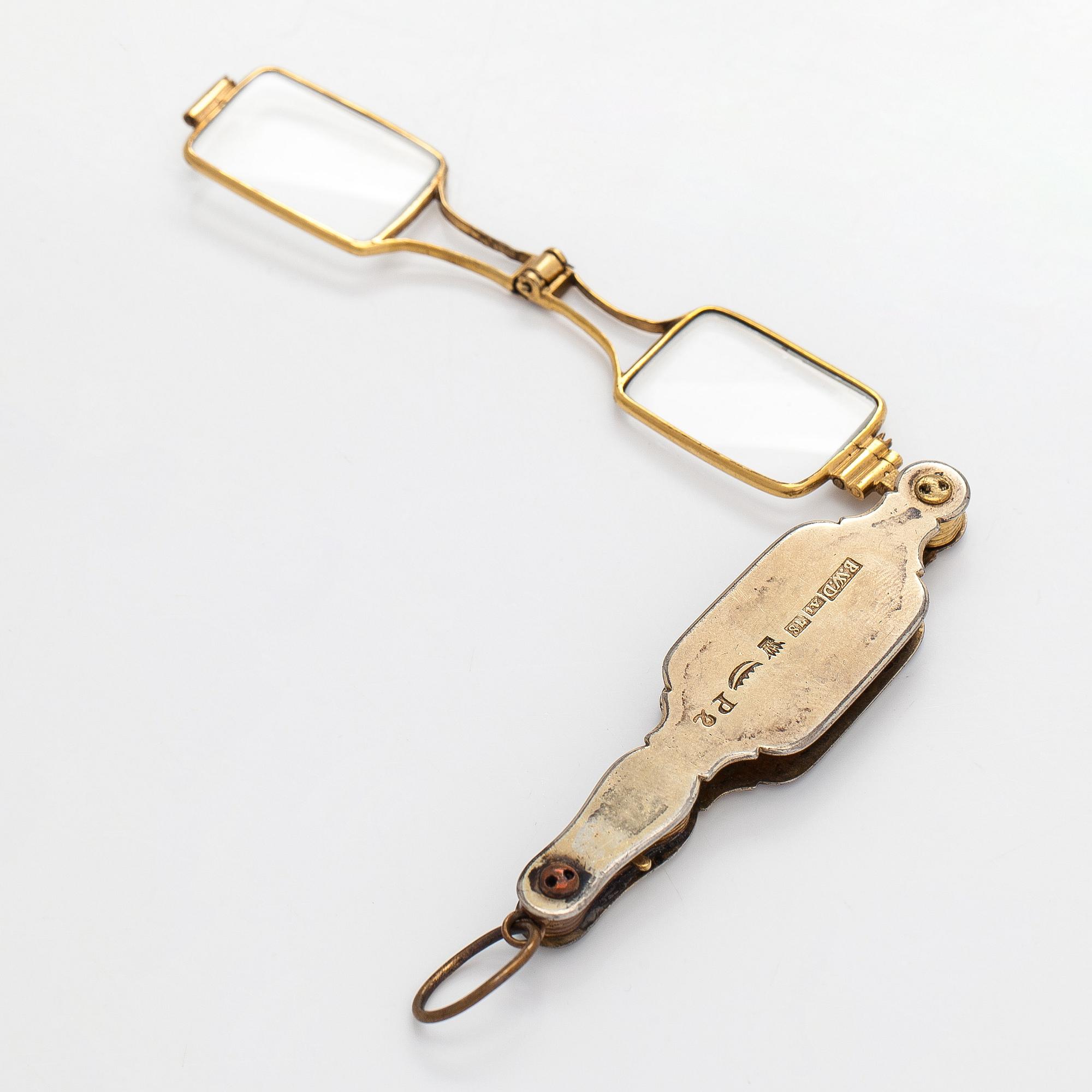 Lornjetti, kullattua hopeaa, metallia, Bernt Wilhelm Dahlström, 1848.