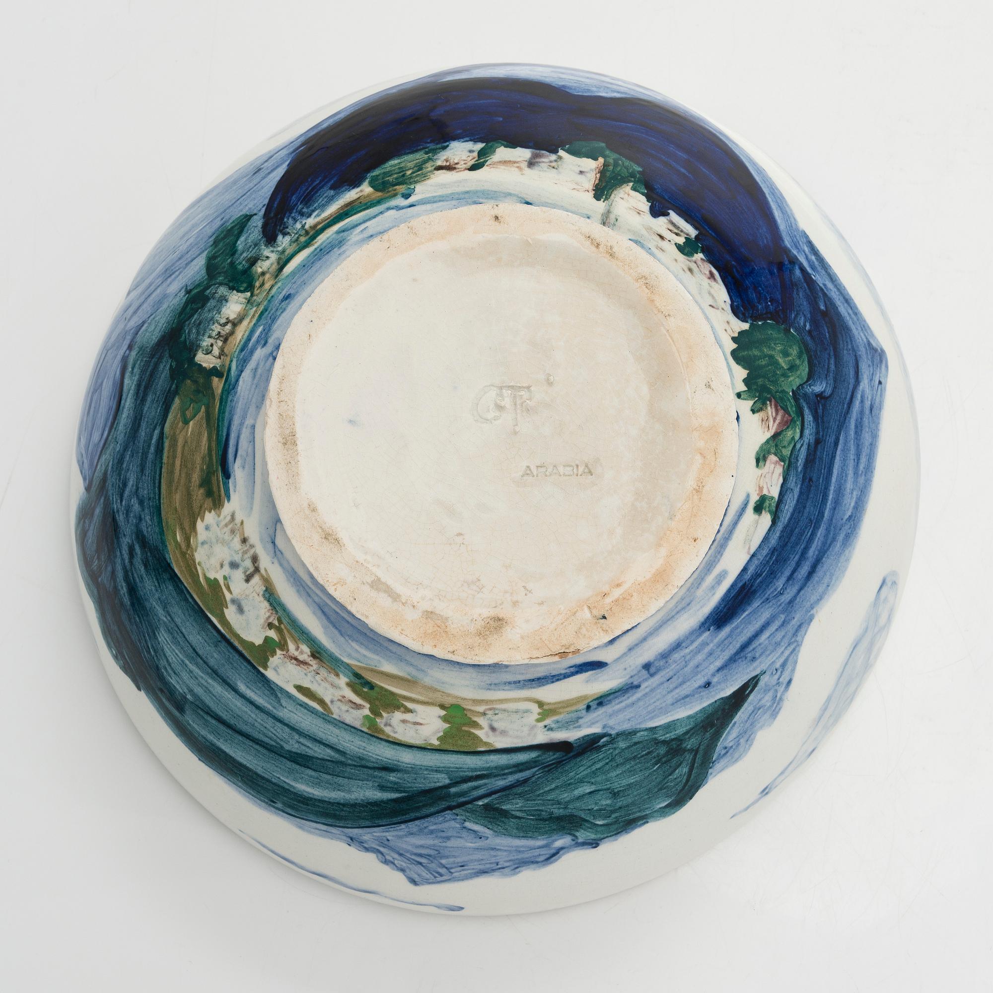 Gerda Thesleff, bowl, stoneware, signed GT Arabia.
