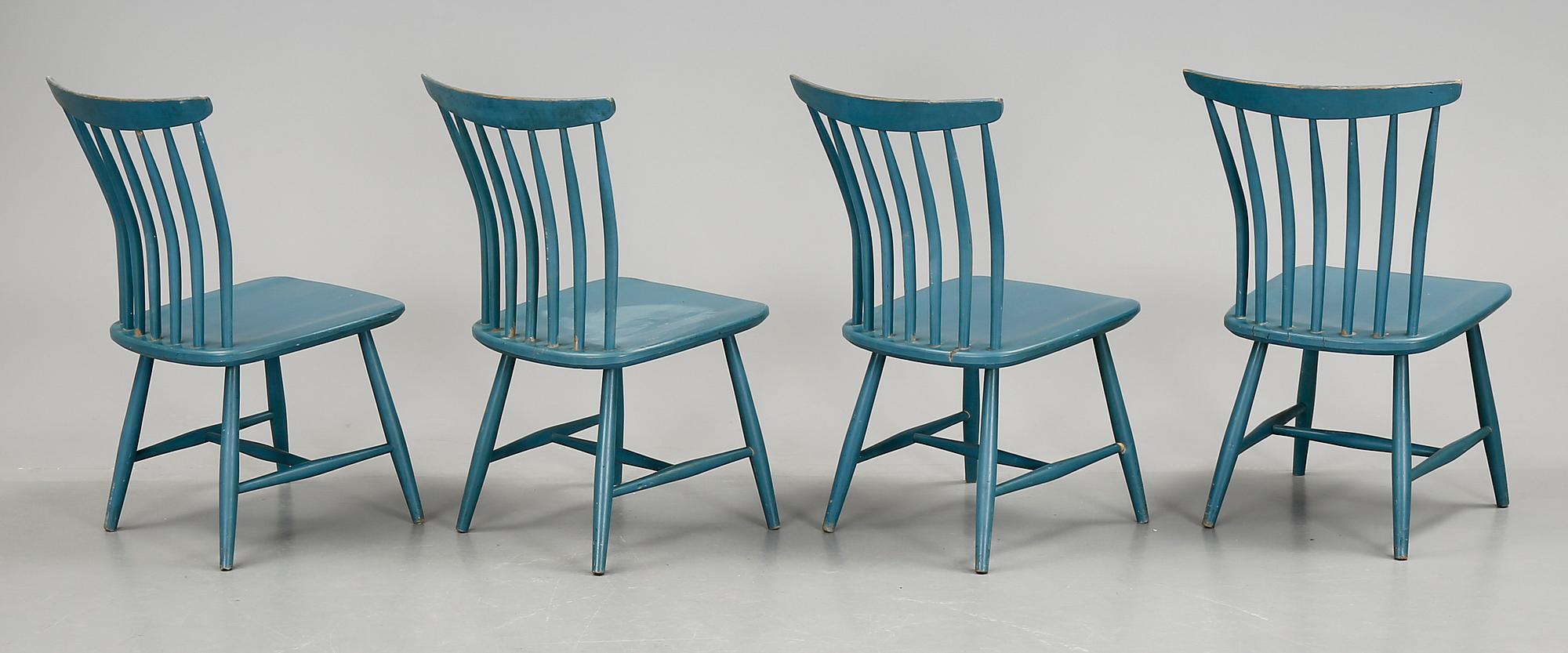 STOLAR, 4 st, "Åkerblomstolen", formgiven av Gunnar Eklöf, 1900-talets mitt.