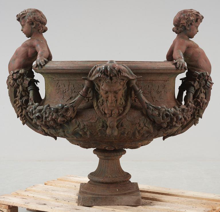 A Swedish 19th Century iron cast garden urn by J & C G Bolinder, Stockholm.