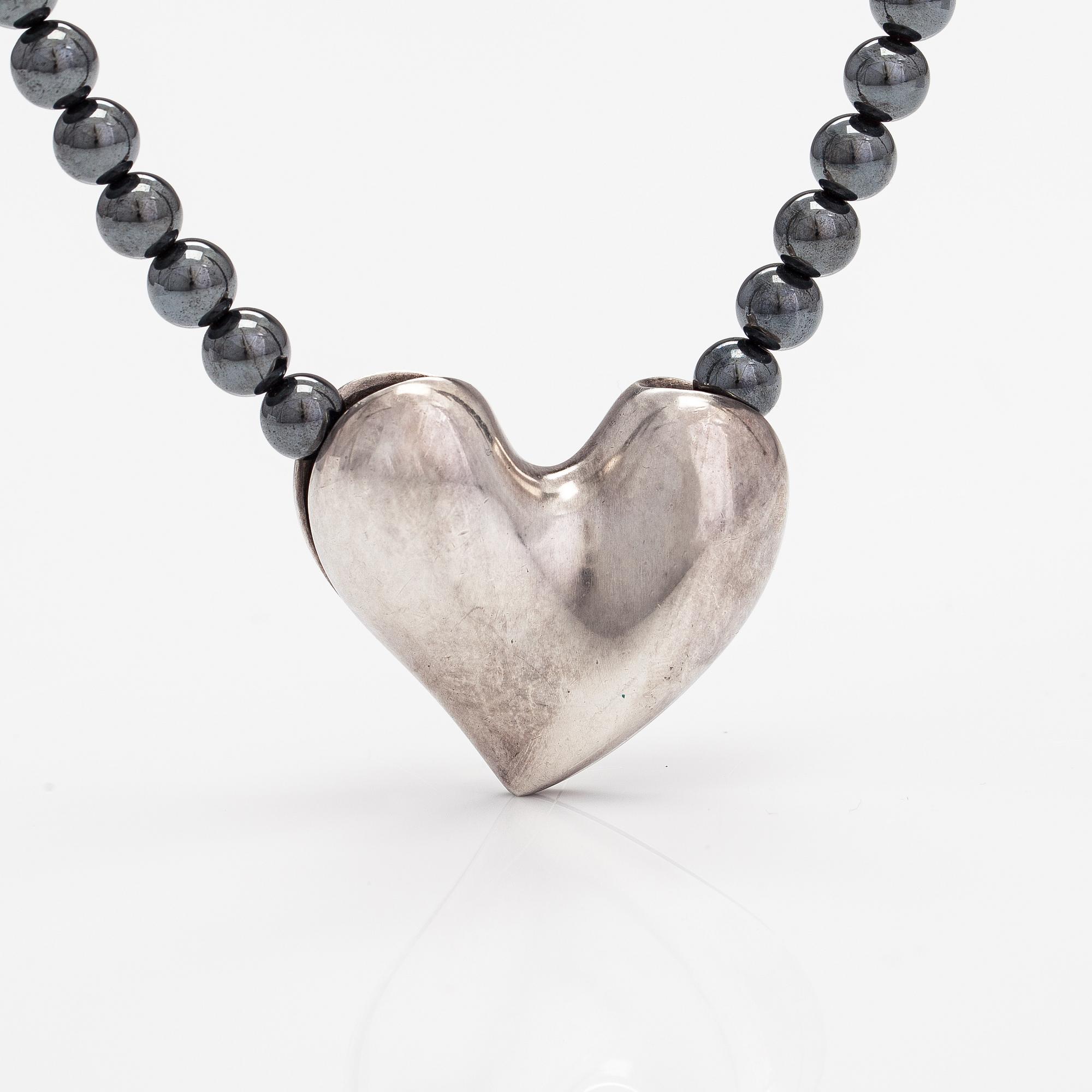 Georg Jensen, A pearl collier with a pendant made of hematites and sterling silver. Denmark.