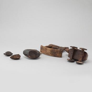 Five wooden toys from the latter half of the 20th century.