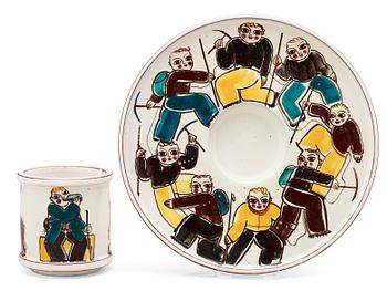 A Wilhelm Kåge & Stig Lindberg faience bowl and dish, Gustavsberg 1938.