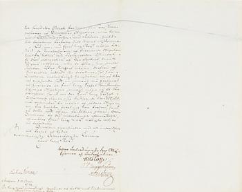 Autograf, Kung Gustav III, Drottningholms slott, 31 oct, 1791. Proveniens: Prof. Torsten Eklund.