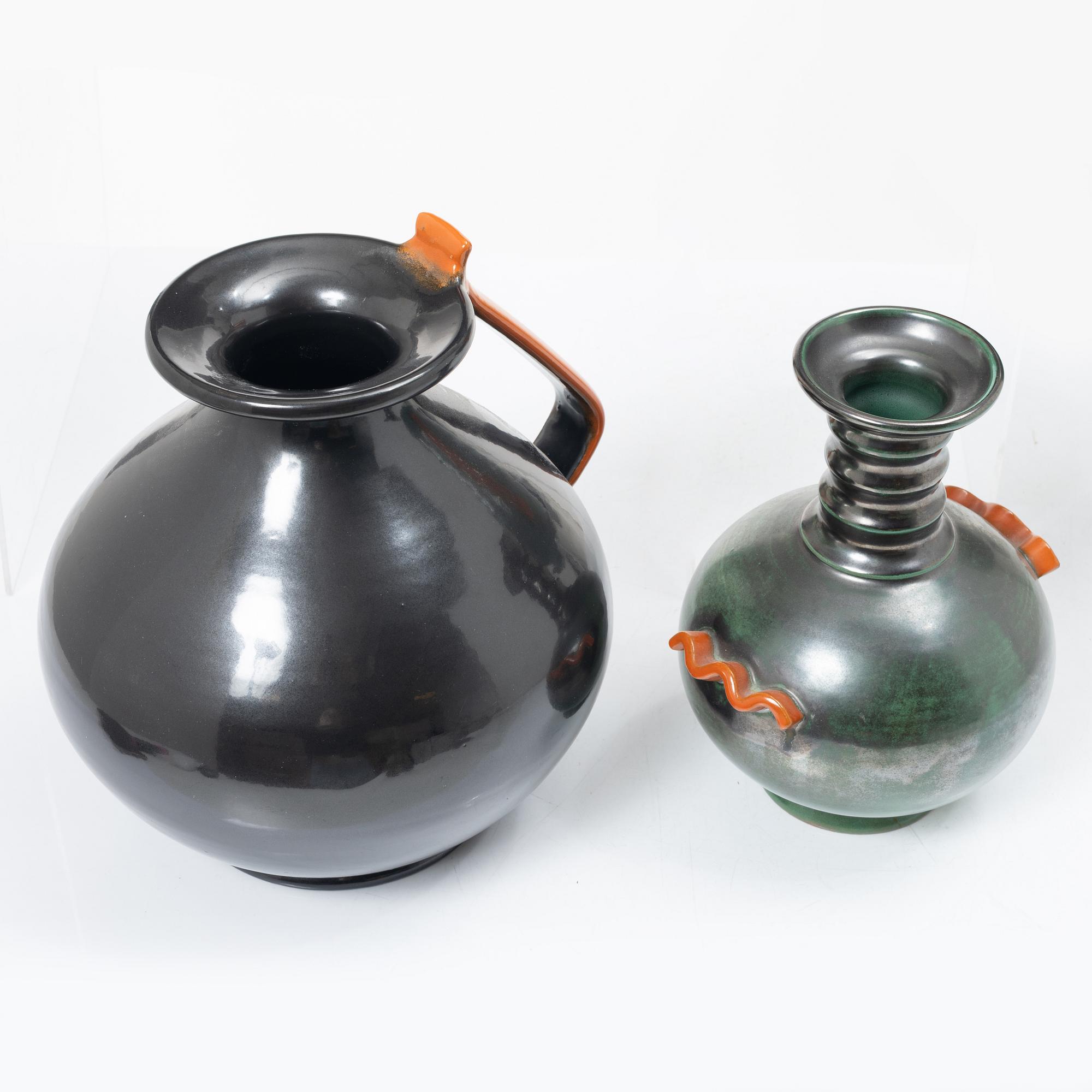 Four vases, Upsala Ekeby, 1930s.
