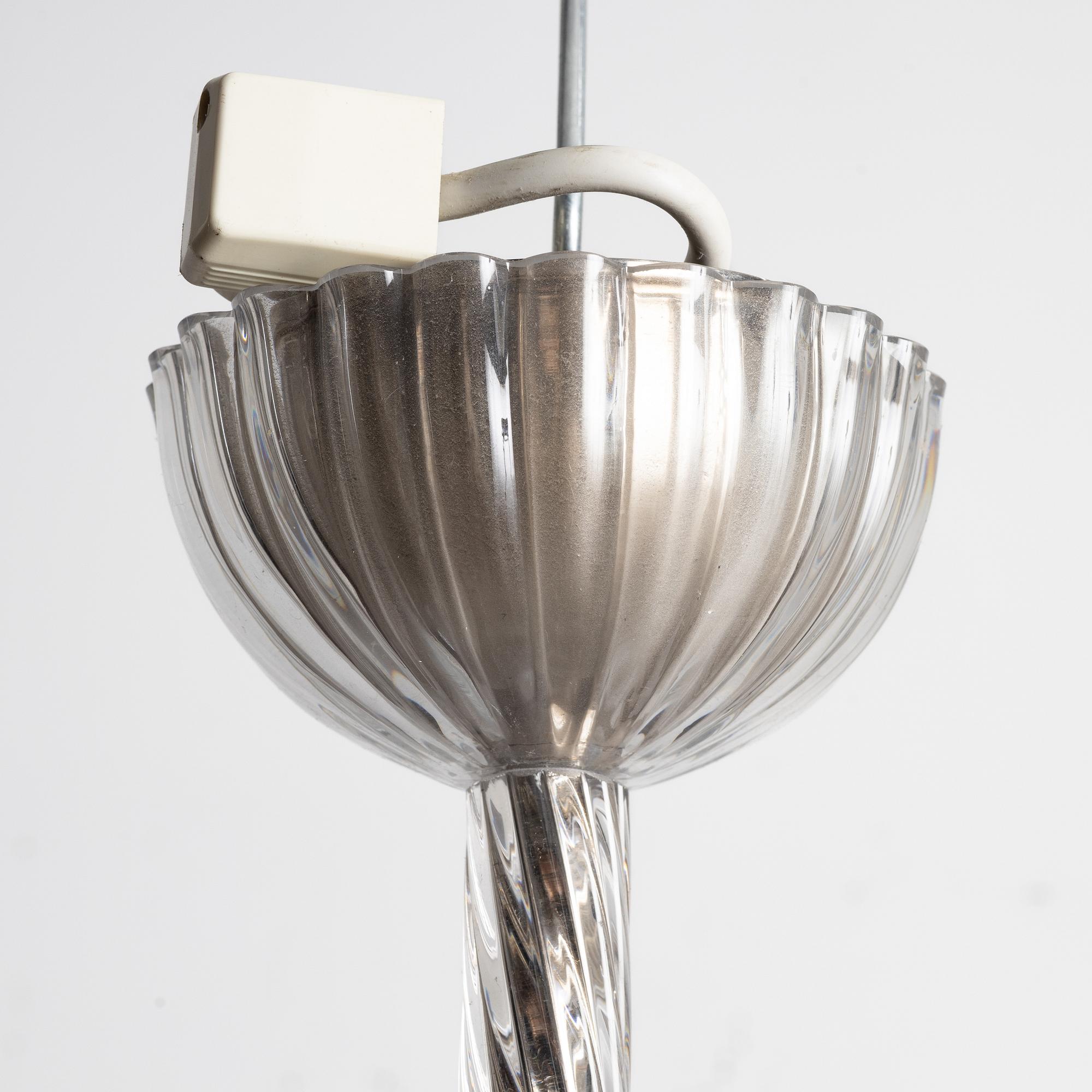 Fritz Kurz, taklampa, modellnummer "KD 946/1" Orrefors 1940-50-tal.