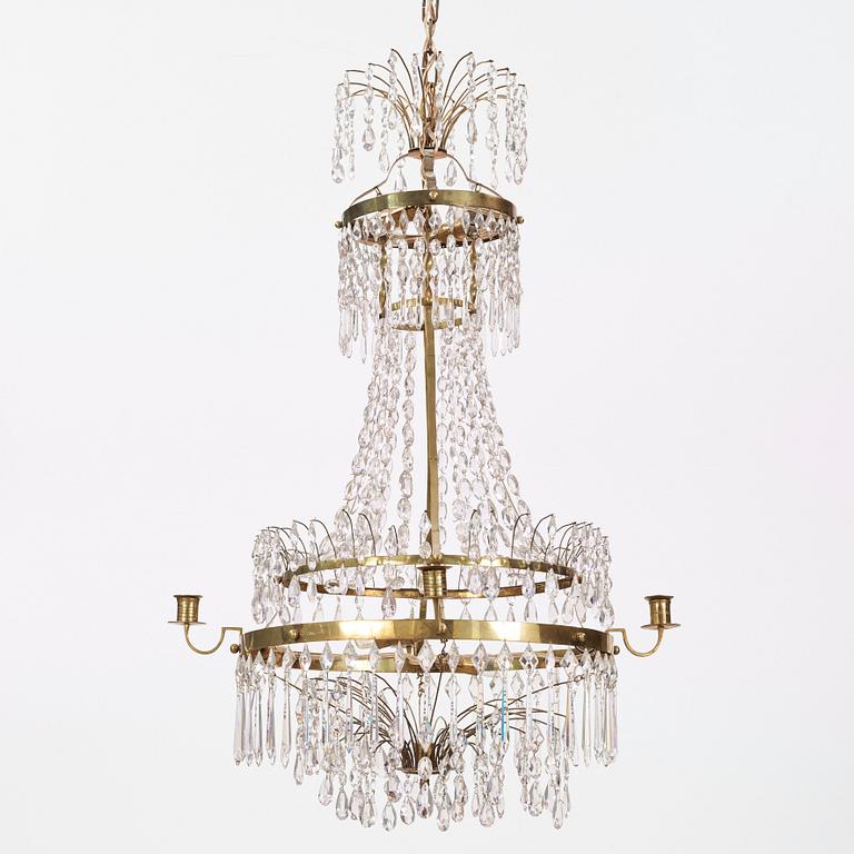 A late Gustavian early 19th century five-light chandelier.