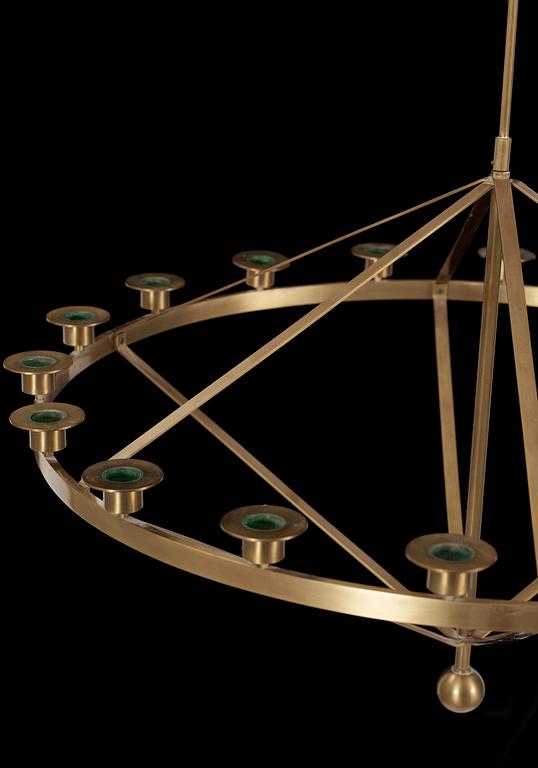 A Sigurd Persson 18 light brass chandelier, Sweden 1960's.