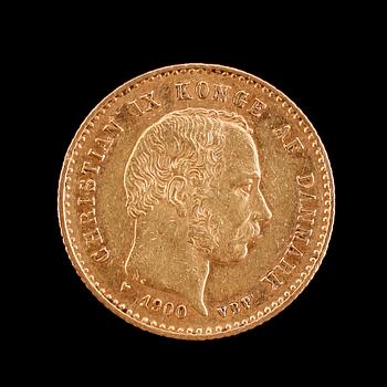 GULDMYNT, Christian IX, 10 kroner, Danmark, 1900. Vikt ca 4 gram.