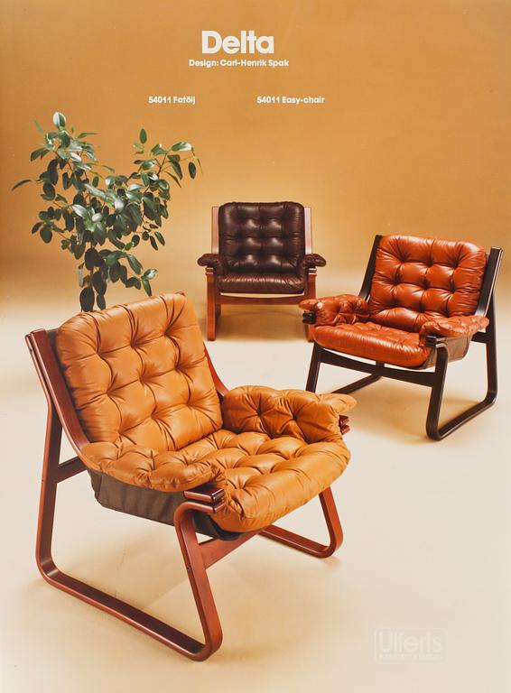 FÅTÖLJER, ett par, "Delta", Carl-Henrik Spak, Ulferts, Tibro, 1970-tal.