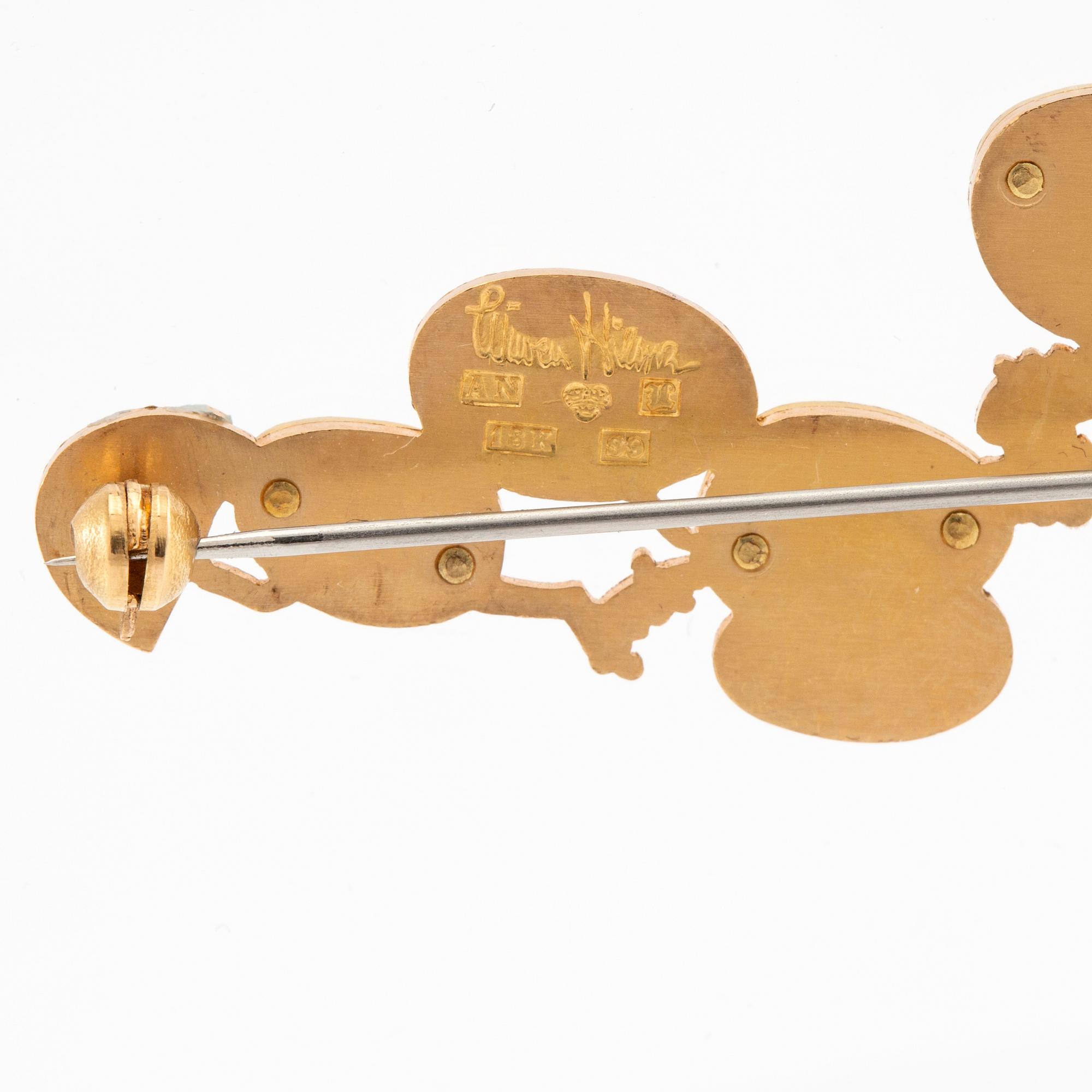 Wiwen Nilsson, Brooch 18K two-colour gold, Lund 1968.