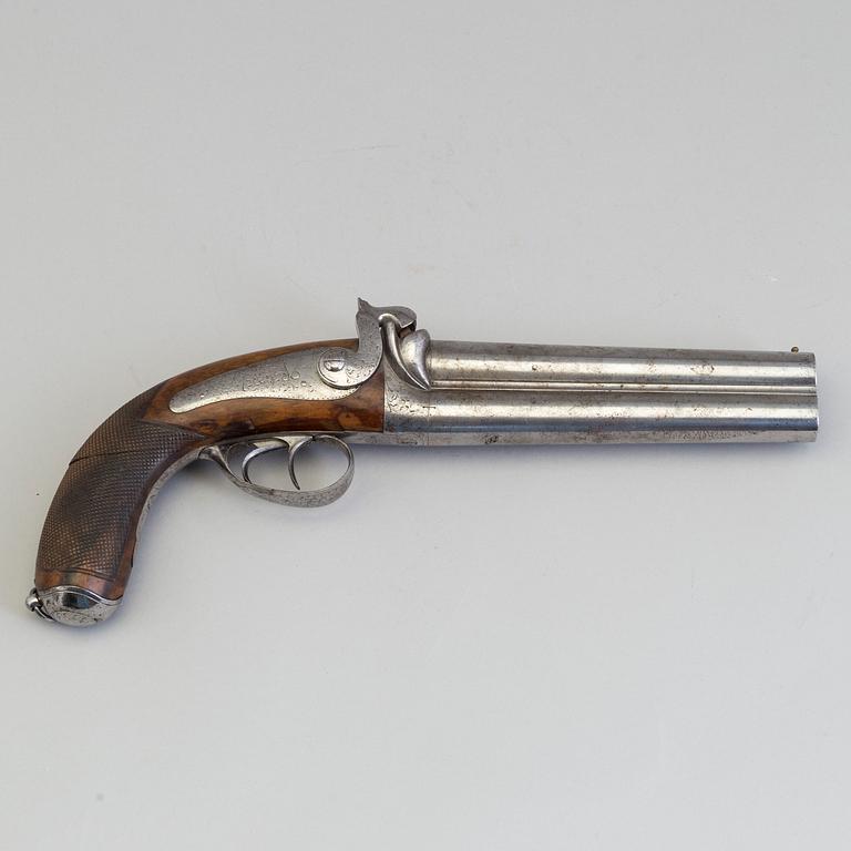 PERCUSSION LOCK PISTOL, Liege, Belgium, mid 19th century.