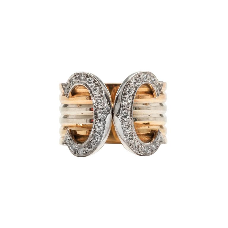 SORMUS, 18K kultaa, Briljanttihiottuja timantteja n. 0.26 ct. Sign. Cartier 162251.51. Koko 16, säädettävä. Paino 6 g.