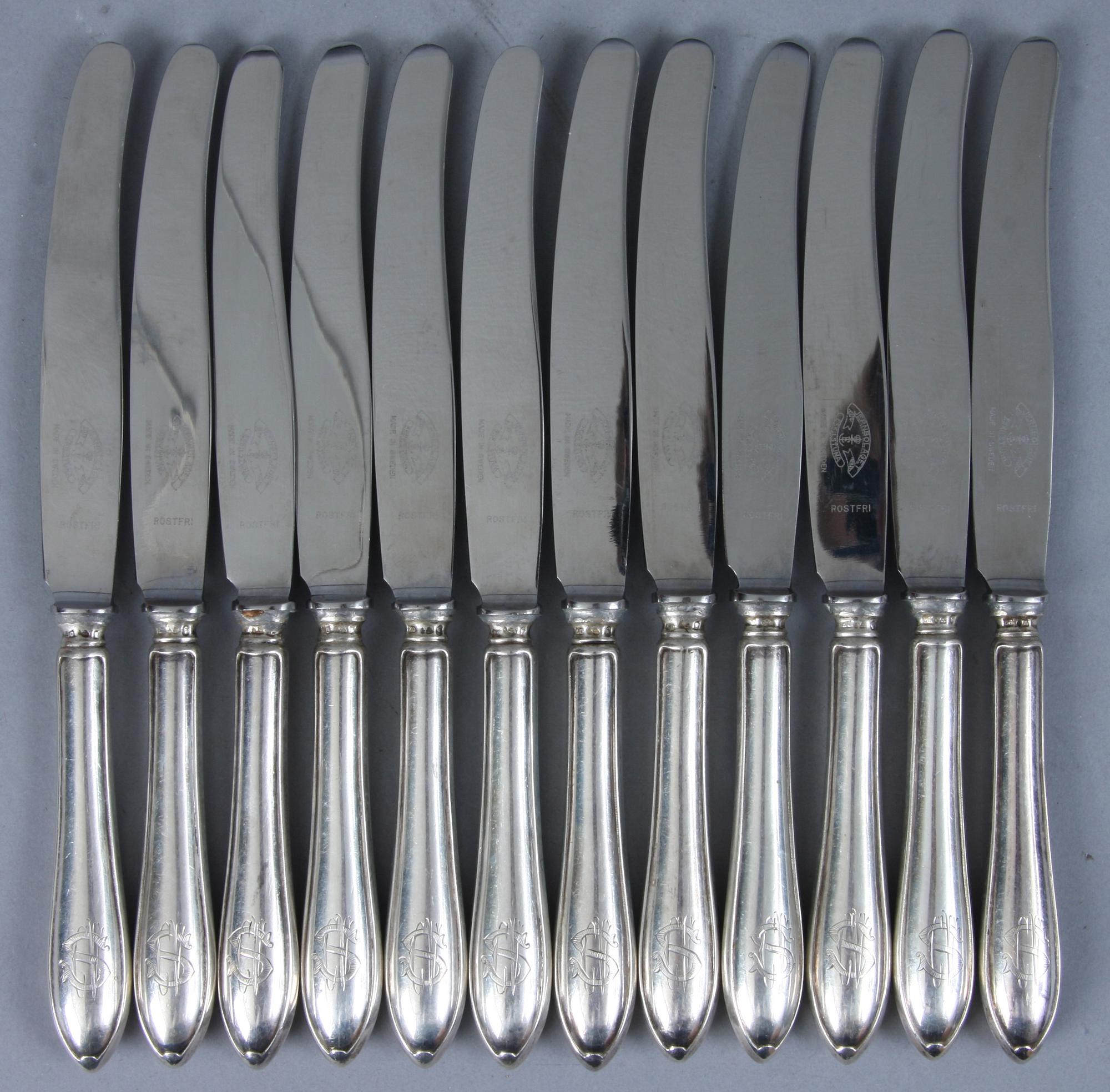 BESTICK, 53 st, silver "Svensk spetsig". CG Hallberg, GAB. Stockholm. 1907-1917.