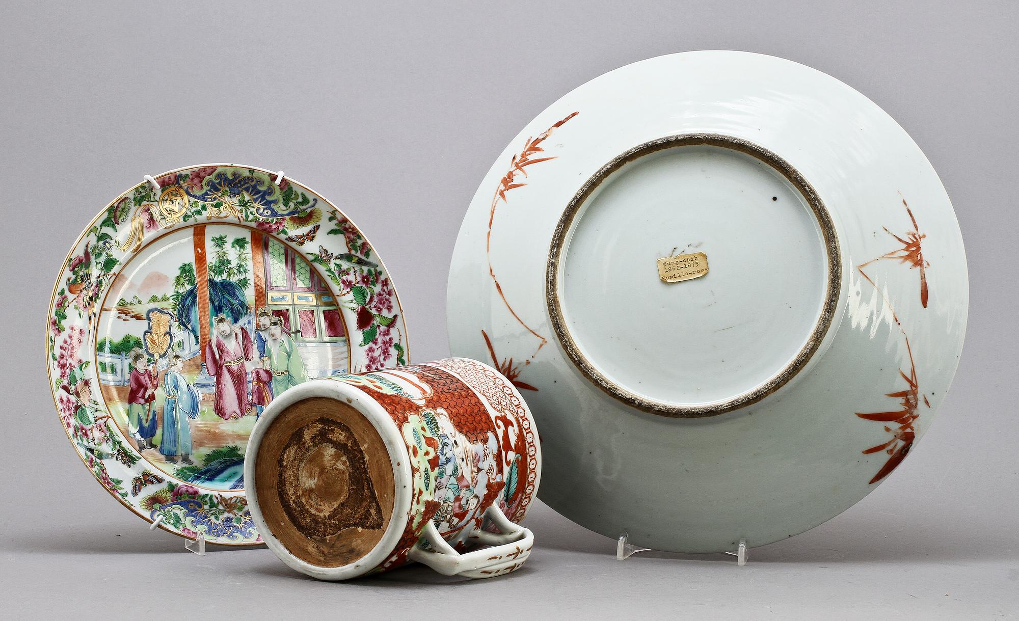 PARTI PORSLIN, 3 delar, Kina, sekelskifte 1700/1800-tal.