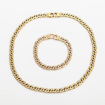 Armband och halsband, 14K guld. Märkt Fa Cadoro.