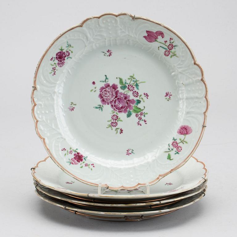 A set of four Chinese porcelain Qianlong plates.