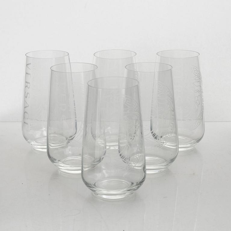 Versace, vase, plate and six drinking glasses, Rosenthal.