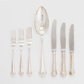Bestickuppsättning, 55 delar, silver, "Chippendale", tre tillverkare, 1983-94.