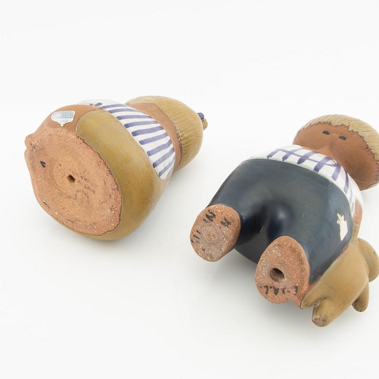 Lisa Larson, figuriner 2 st ur "Larsons ungar" Gustavsberg glaserat stengods.