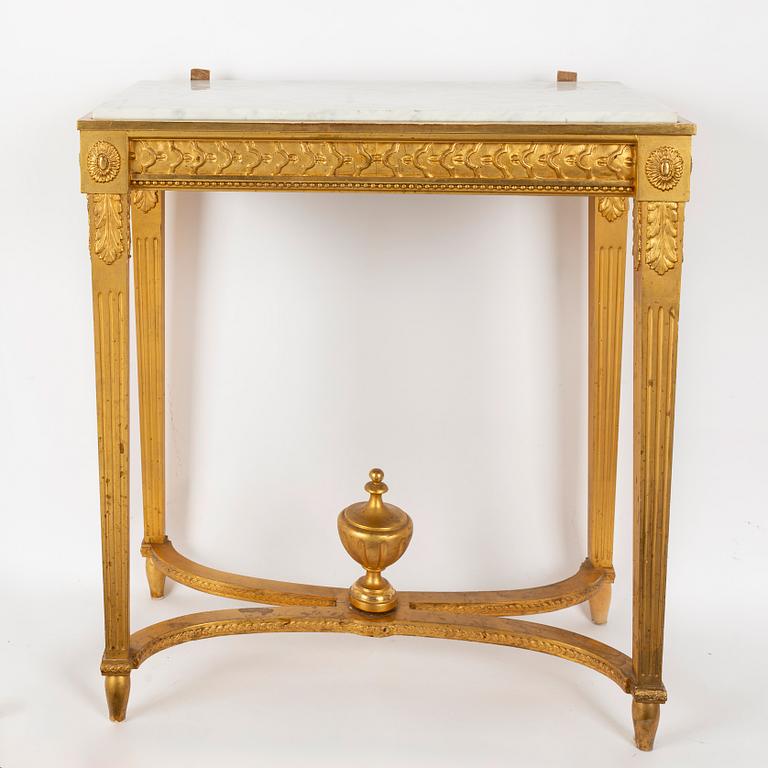 A Gustavian Style Mirror with Table, circa 1900.