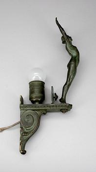 VÄGGLAMPETT, brons, art deco, 1920-tal.
