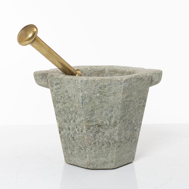 A Swedish 'Kolmård' marble mortar, late 18th century.