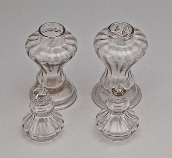 VINÄGERFLASKA/SOCKERRUSKA, glas, rokoko, 1700-talets andra hälft.