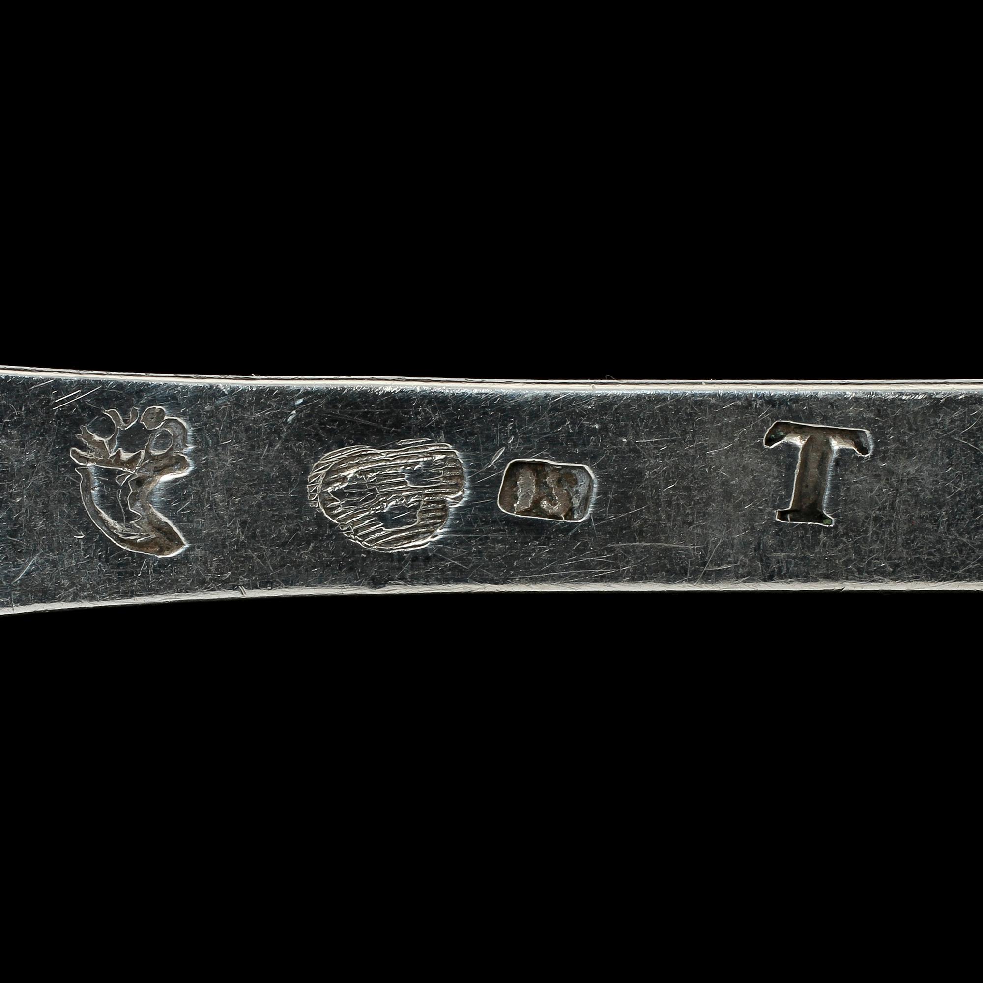 SKEDAR, 5 st, silver, Johan Schröder, Landskrona, 1777, vikt 330 g.
