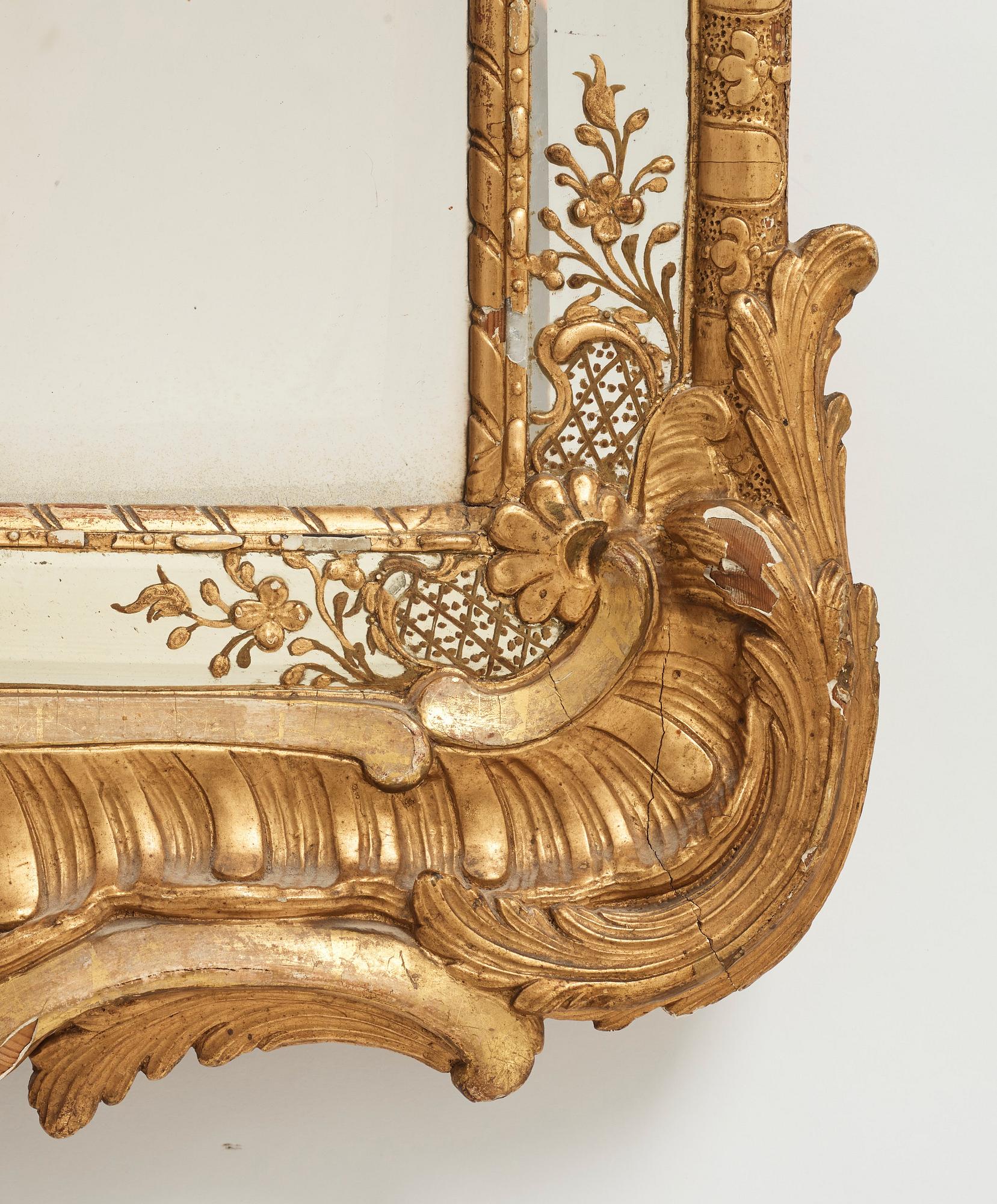 A Swedish Rococo mid 18th century mirror.