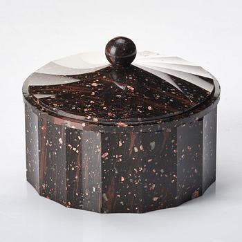 A Swedish Empire 19th century porphyry butter box.