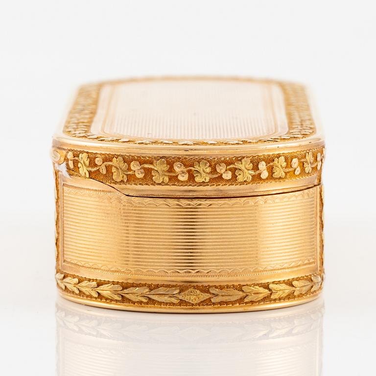 A Swedish 18th century 18K gold-box, mark of Friedrich Fyrwald, Stockholm 1794.