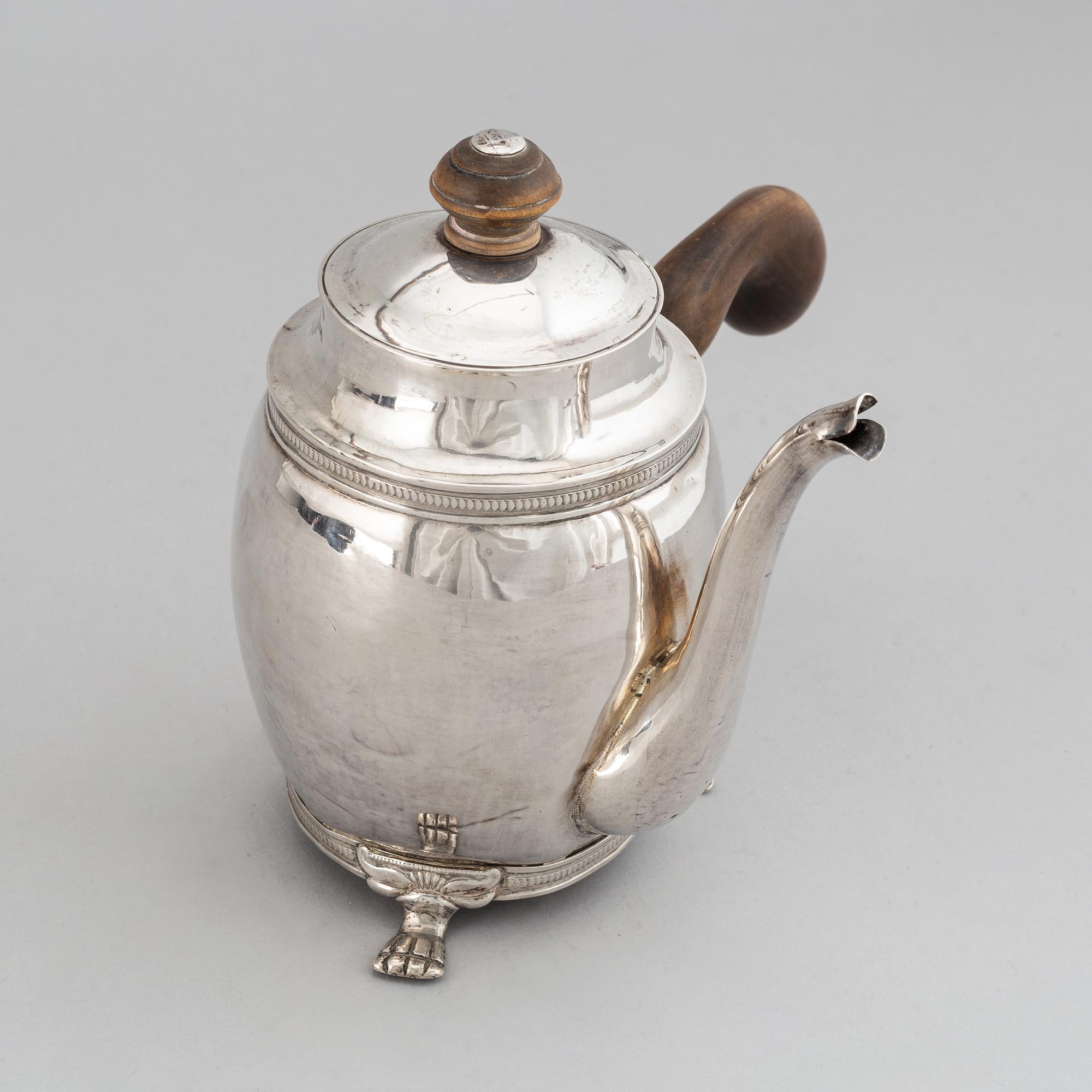A swedish silver coffee-pot, mark of Carl Gustaf Hjulström, Köping 1838.