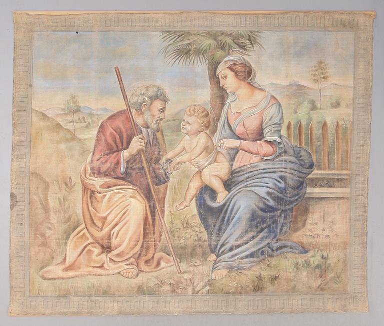 VÄGGBONAD, målad på juteväv, 1800-/1900-tal.