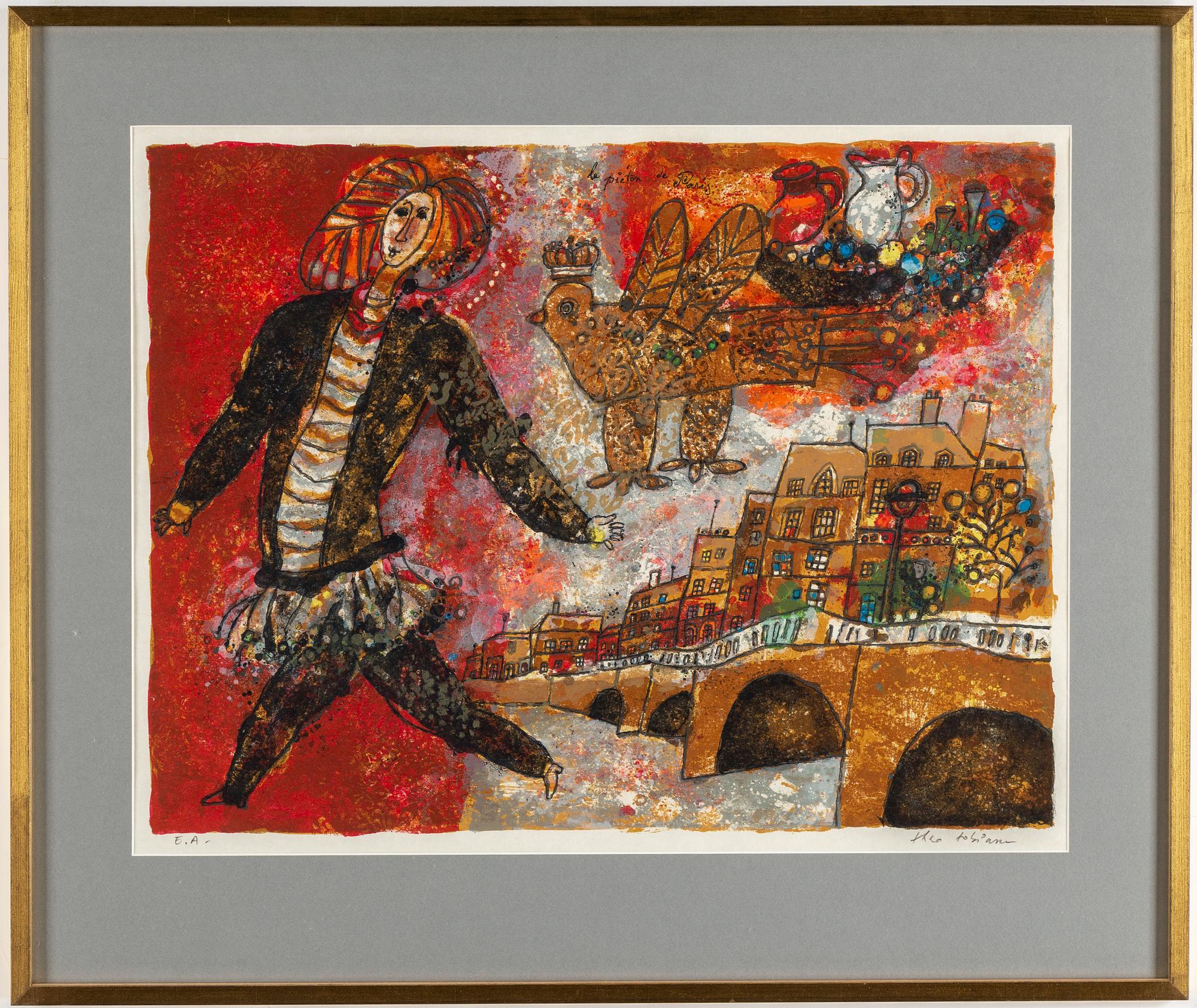 THEO TOBIASSE, färglitografier.  3 st, signerade EA, 57/75, EA.