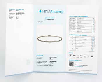 TENNISARMBAND, med briljantslipade diamanter med certifikat HRD.