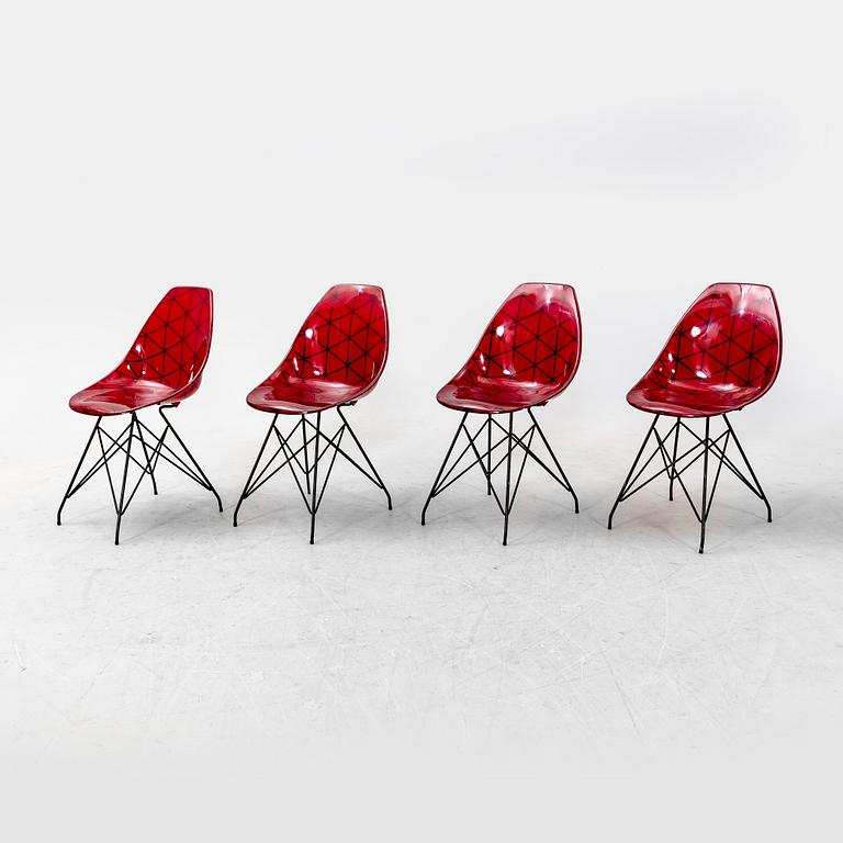 A set of four Dal Segno Prisma plexi chairs 21st century.