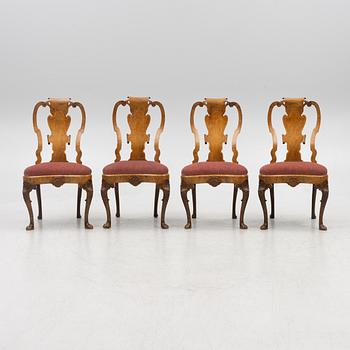 Four English late Baroque chairs, first part of the 18th century.