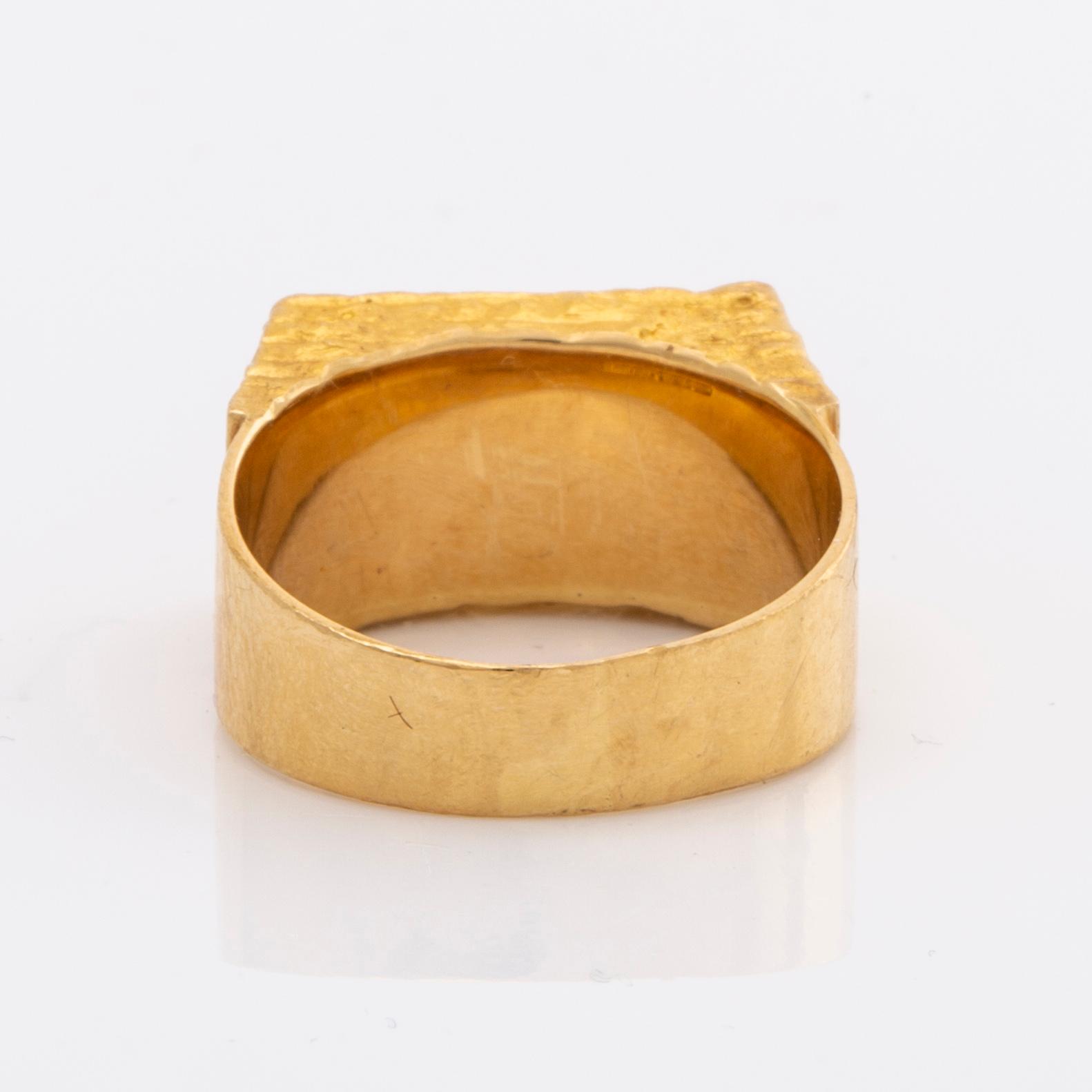 LAPPONIA 18K gold and copper ore, set of ring cufflinks and tie-pin, total weight 33,0 g, Finland 1988, design"Guldsten".