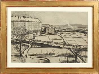 KARL NORDSTRÖM, kolteckning, monogramssignerad