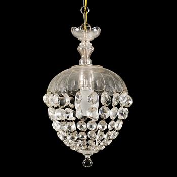 TAKLAMPA, glas, 1900-talets första hälft. Höjd 35 cm.