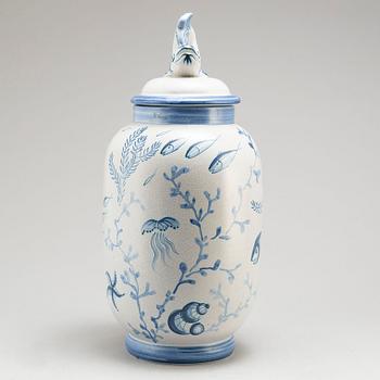 An faience urn by Eva Jancke Björk, Bo Fajans, Sweden 1943-53.