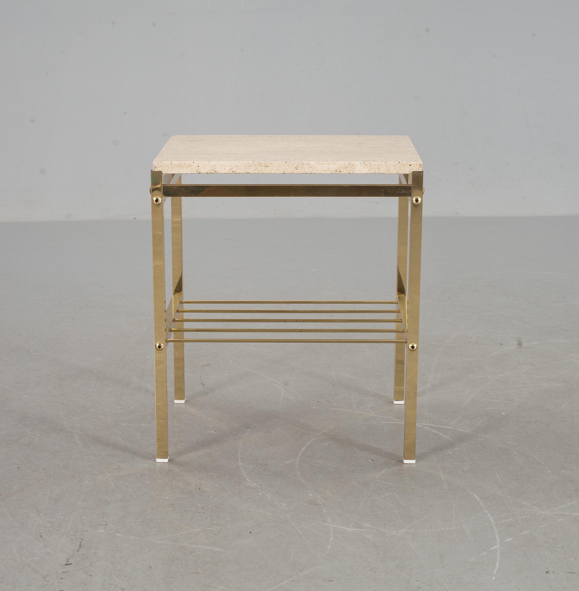 BORD, mässing och travertin. 1900-talets andra hälft.