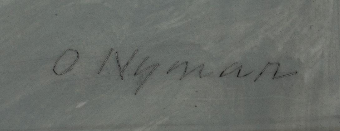 OLLE NYMAN, gouache på pannå , signerad.