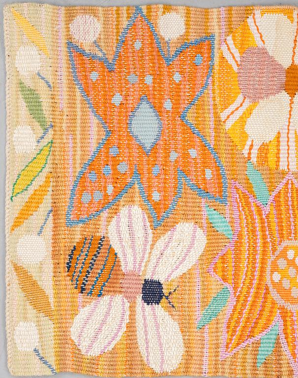 Ann-Mari Forsberg, född Lindbom, a textile, "Bilöpare", a tapestry variant, ca 31 x 49 cm, signed AMF.