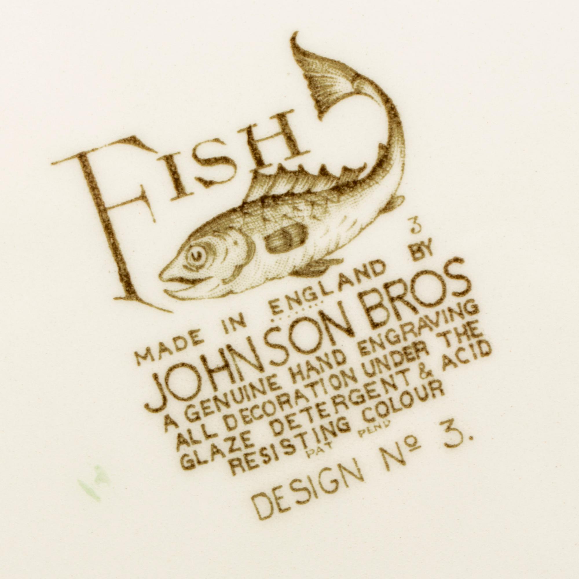 FISKSERVIS, 16 delar, flintgods, "Fish", Johnson Bros, England.
