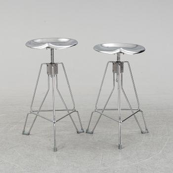A pair of 'Dulton stools' by Yasu Sasamoto.